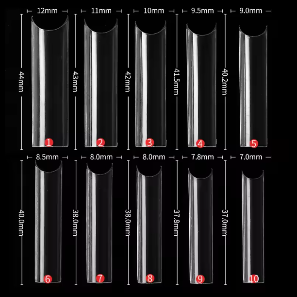 SQUARE NAIL TIPS - 10 SIZES / 100 PCS - PINK BAZAAR